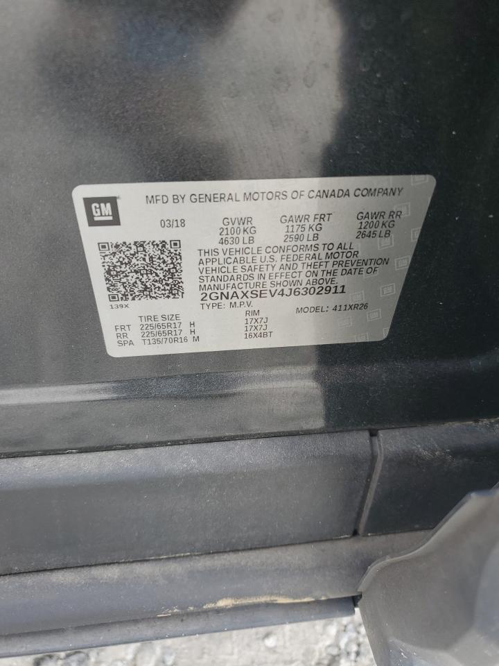 2018 Chevrolet Equinox Lt VIN: 2GNAXSEV4J6302911 Lot: 85149545