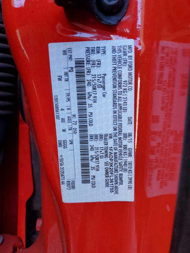 2015 Ford Focus Se VIN: 1FADP3K20FL361755 Lot: 81971605