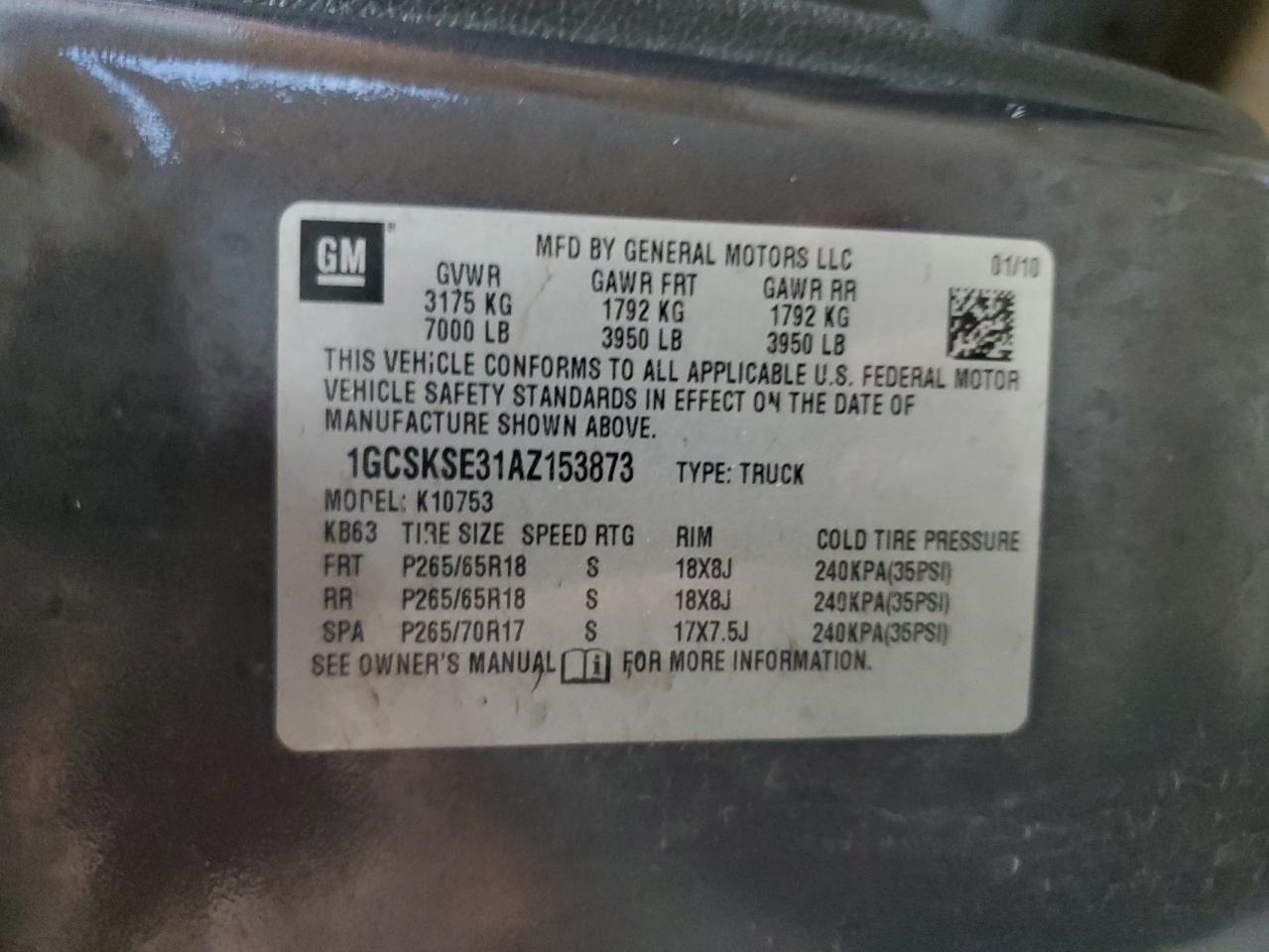 2010 Chevrolet Silverado K1500 Lt VIN: 1GCSKSE31AZ153873 Lot: 70654295