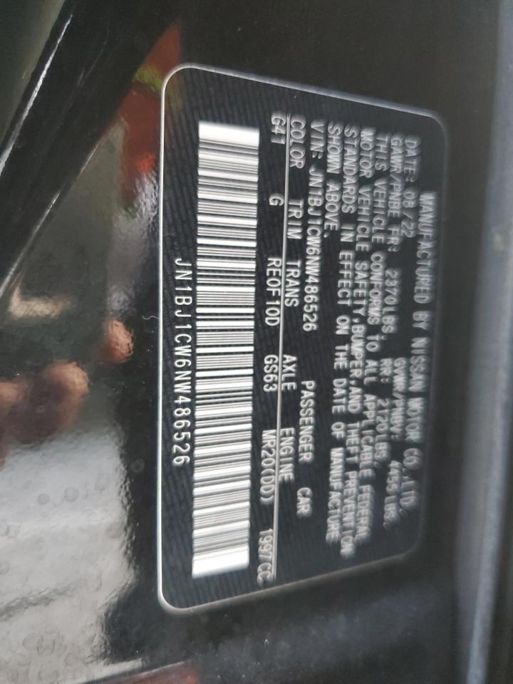 2022 Nissan Rogue Sport Sl VIN: JN1BJ1CW6NW486526 Lot: 80817265