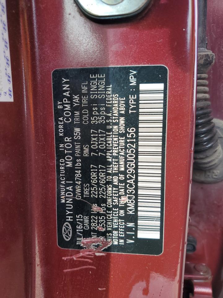 2016 Hyundai Tucson Limited VIN: KM8J3CA29GU052156 Lot: 84366295