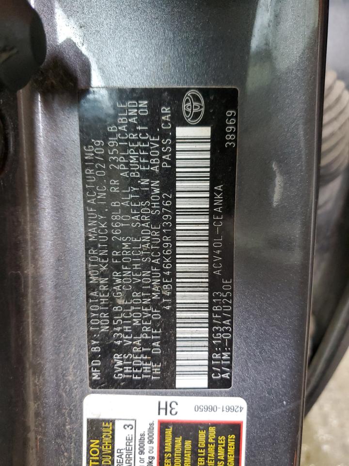 2009 Toyota Camry Base VIN: 4T4BE46K69R139762 Lot: 81488425