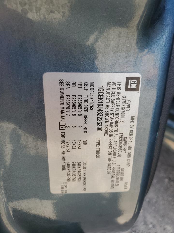 2008 Chevrolet Silverado K1500 VIN: 1GCEK19J48Z226390 Lot: 84274275