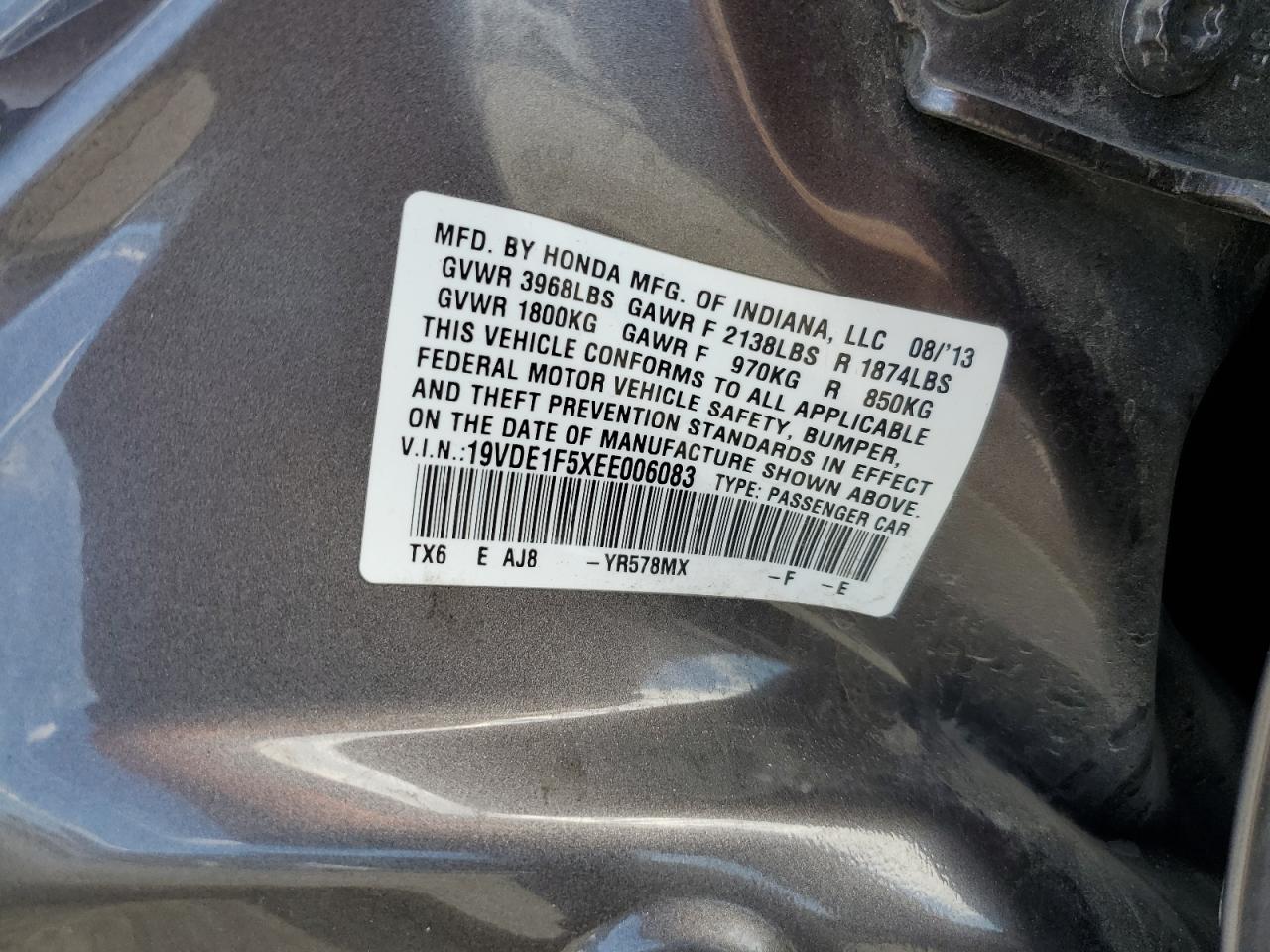 2014 Acura Ilx 20 Premium VIN: 19VDE1F5XEE006083 Lot: 81696425