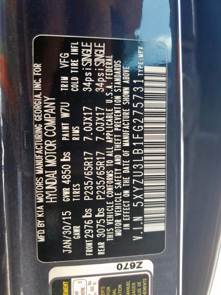 2015 Hyundai Santa Fe Sport VIN: 5XYZU3LB1FG275731 Lot: 69977695