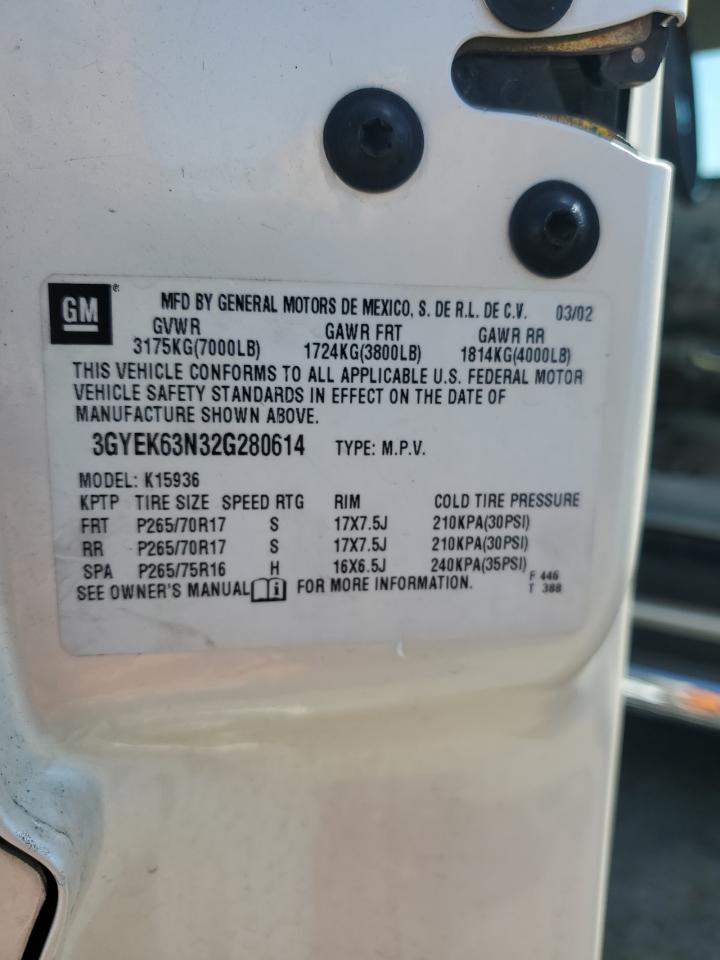 2002 Cadillac Escalade Ext VIN: 3GYEK63N32G280614 Lot: 80533495