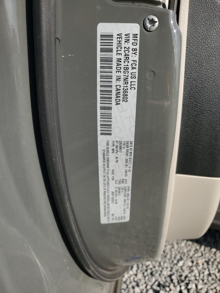 2022 Chrysler Pacifica Touring L VIN: 2C4RC1BG7NR136802 Lot: 72022695