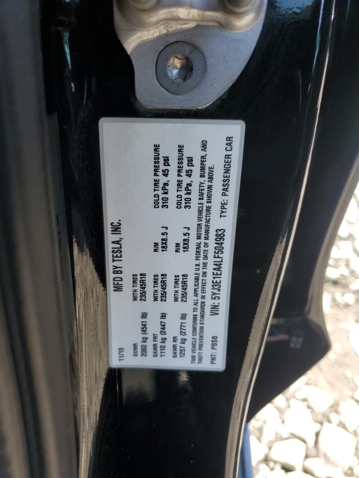2020 Tesla Model 3 VIN: 5YJ3E1EA4LF504983 Lot: 71666675