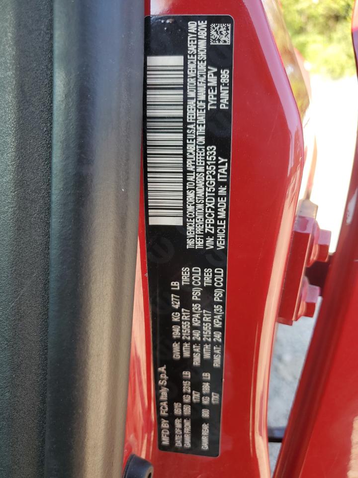 2016 Fiat 500X Lounge VIN: ZFBCFXDT5GP351533 Lot: 81242915