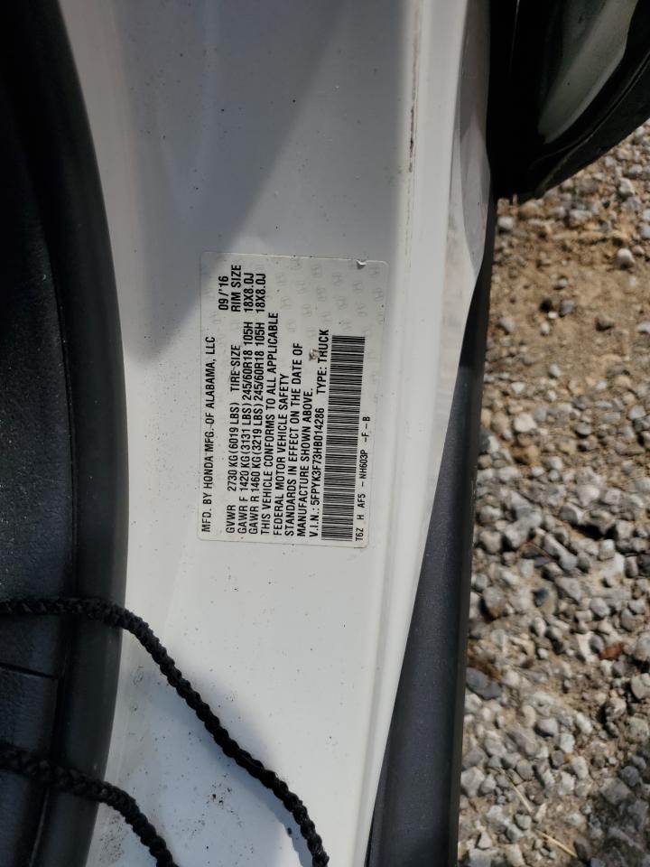 2017 Honda Ridgeline Rtl VIN: 5FPYK3F73HB014286 Lot: 81670905