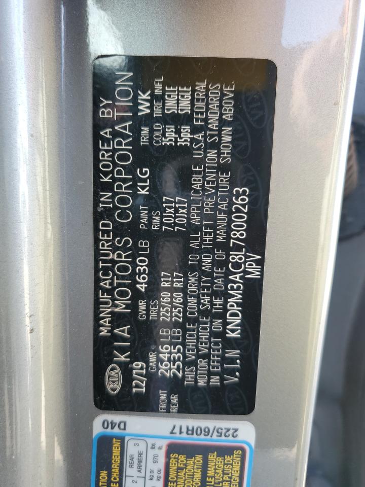 2020 Kia Sportage Lx VIN: KNDPM3AC8L7800263 Lot: 83975685