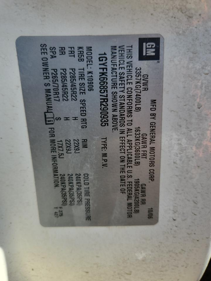 1GYFK66857R290935 2007 Cadillac Escalade Esv