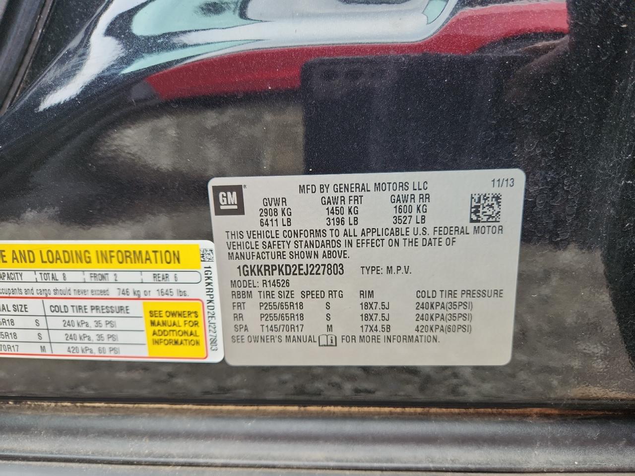 2014 GMC Acadia Sle VIN: 1GKKRPKD2EJ227803 Lot: 82144125