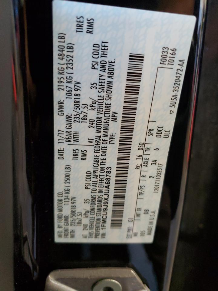 2018 Ford Escape Titanium VIN: 1FMCU9J9XJUA68783 Lot: 72005615