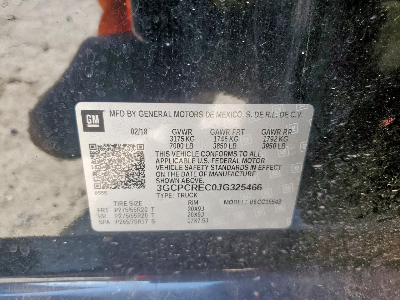 2018 Chevrolet Silverado C1500 Lt VIN: 3GCPCREC0JG325466 Lot: 84241875