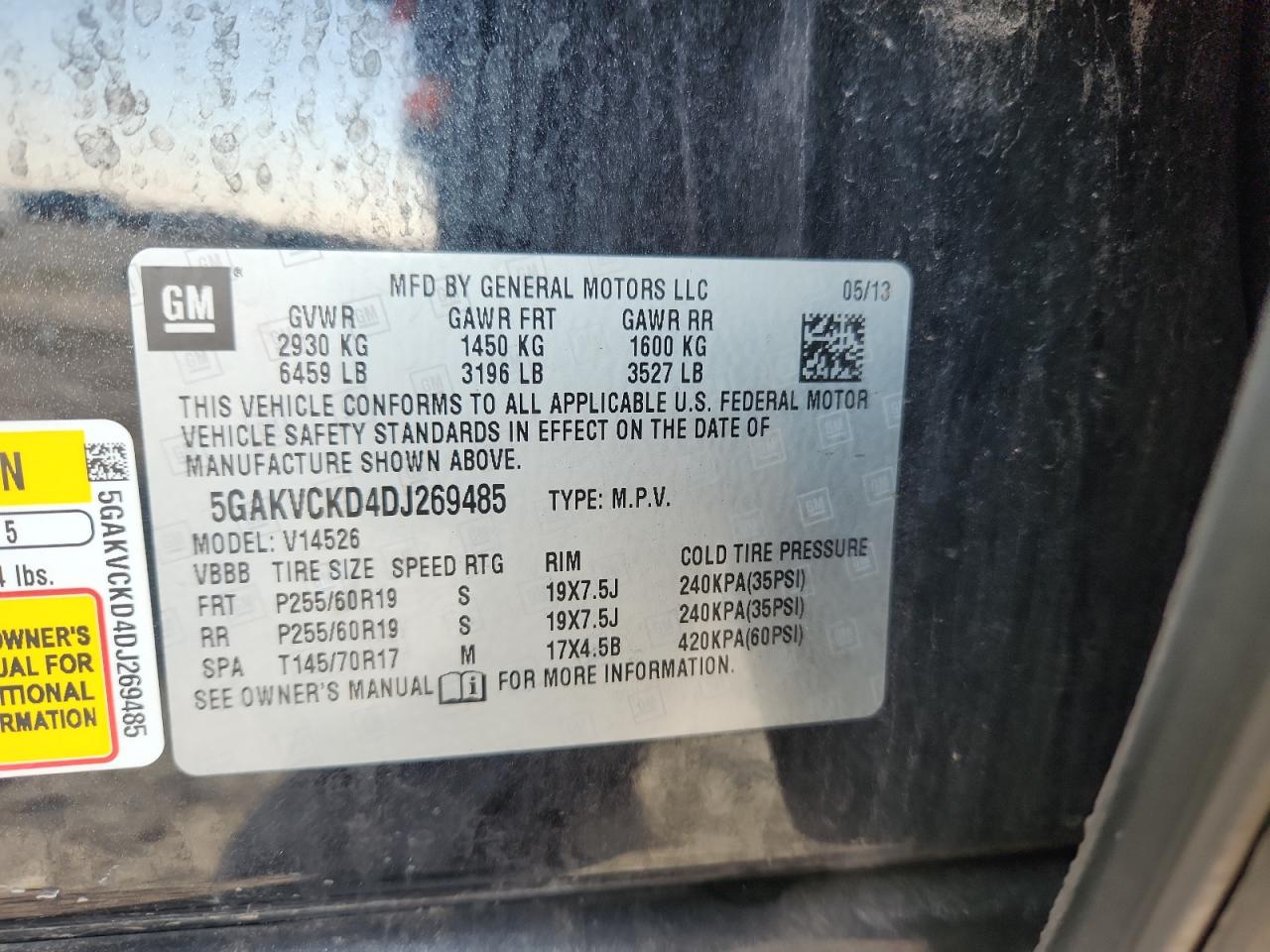 2013 Buick Enclave VIN: 5GAKVCKD4DJ269485 Lot: 81026565