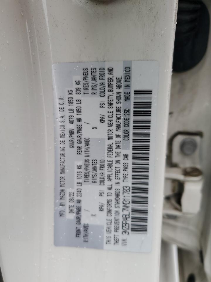 2022 Mazda 3 Select VIN: 3MZBPABL7NM311783 Lot: 80556095