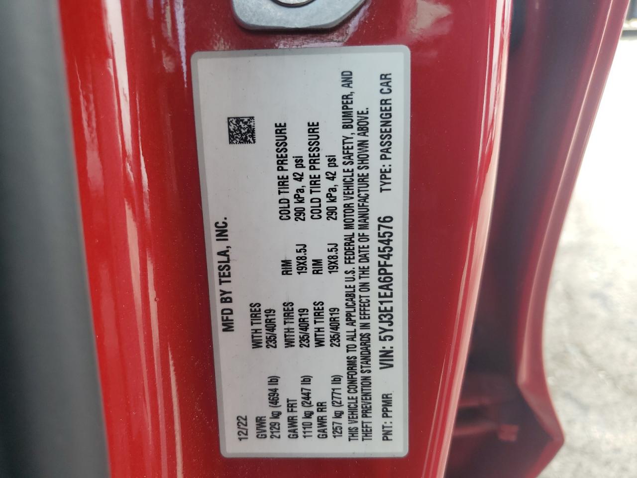 2023 Tesla Model 3 VIN: 5YJ3E1EA6PF454576 Lot: 83824165