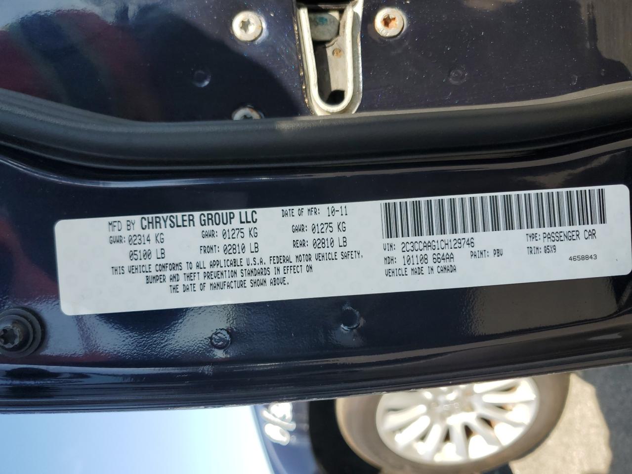 2012 Chrysler 300 VIN: 2C3CCAAG1CH129746 Lot: 81338645