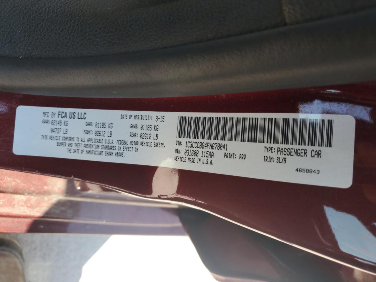 2015 Chrysler 200 S VIN: 1C3CCCBG4FN678041 Lot: 71032725