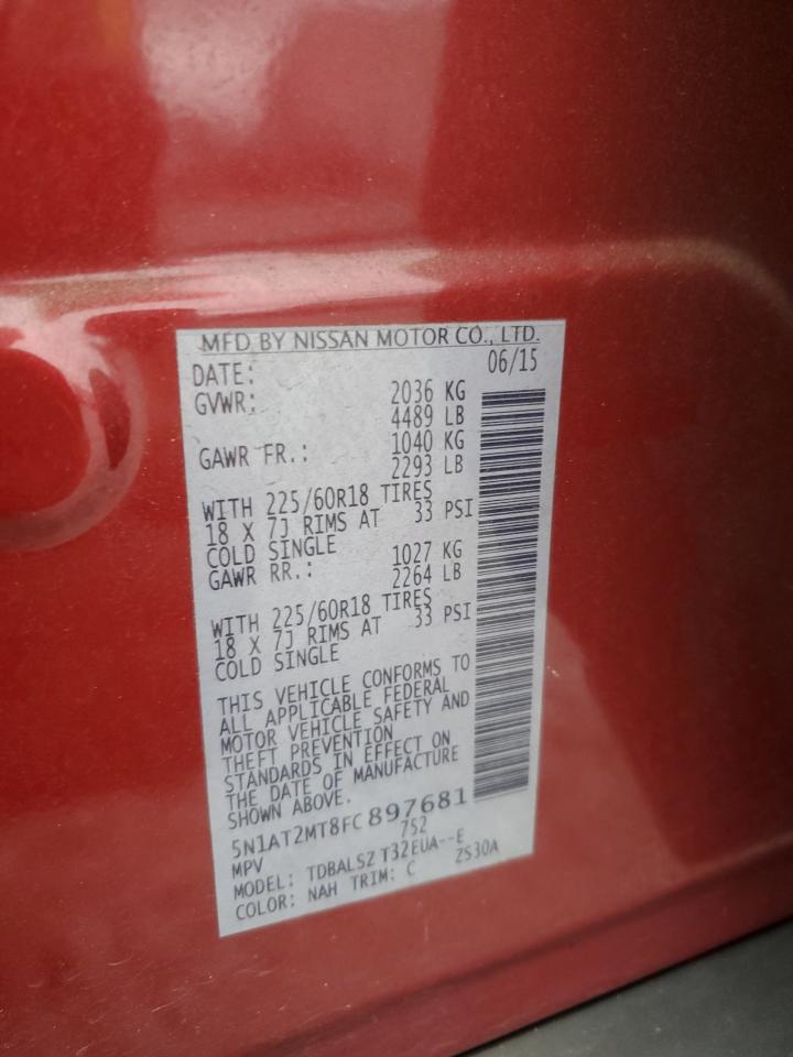 2015 Nissan Rogue S VIN: 5N1AT2MT8FC897681 Lot: 84424785