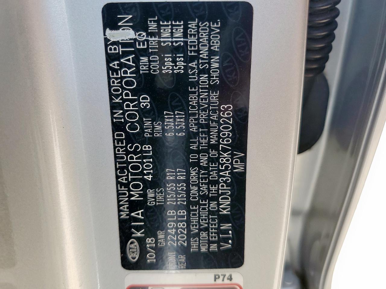 2019 Kia Soul + VIN: KNDJP3A58K7690263 Lot: 71581315