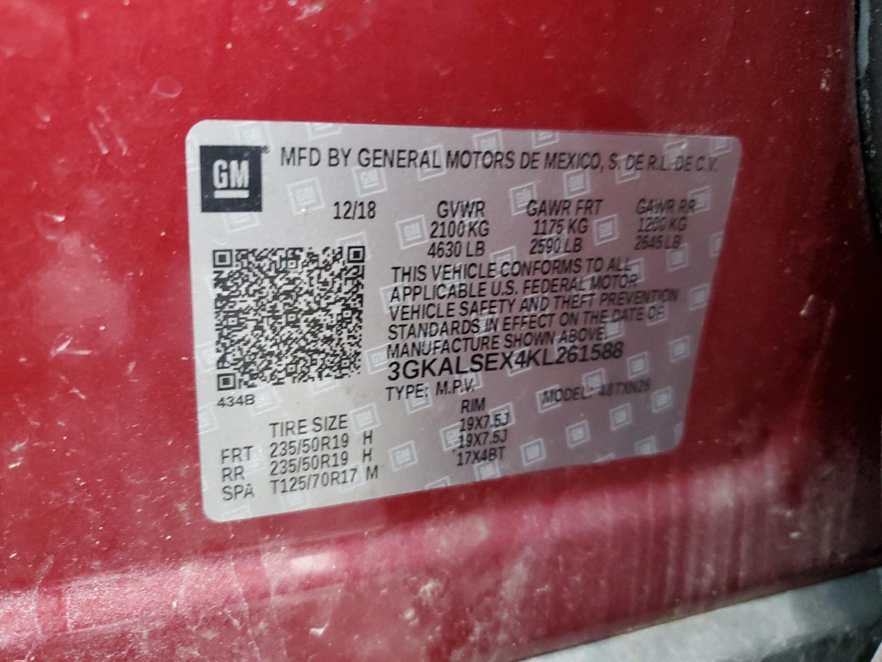 2019 GMC Terrain Denali VIN: 3GKALSEX4KL261588 Lot: 81463405