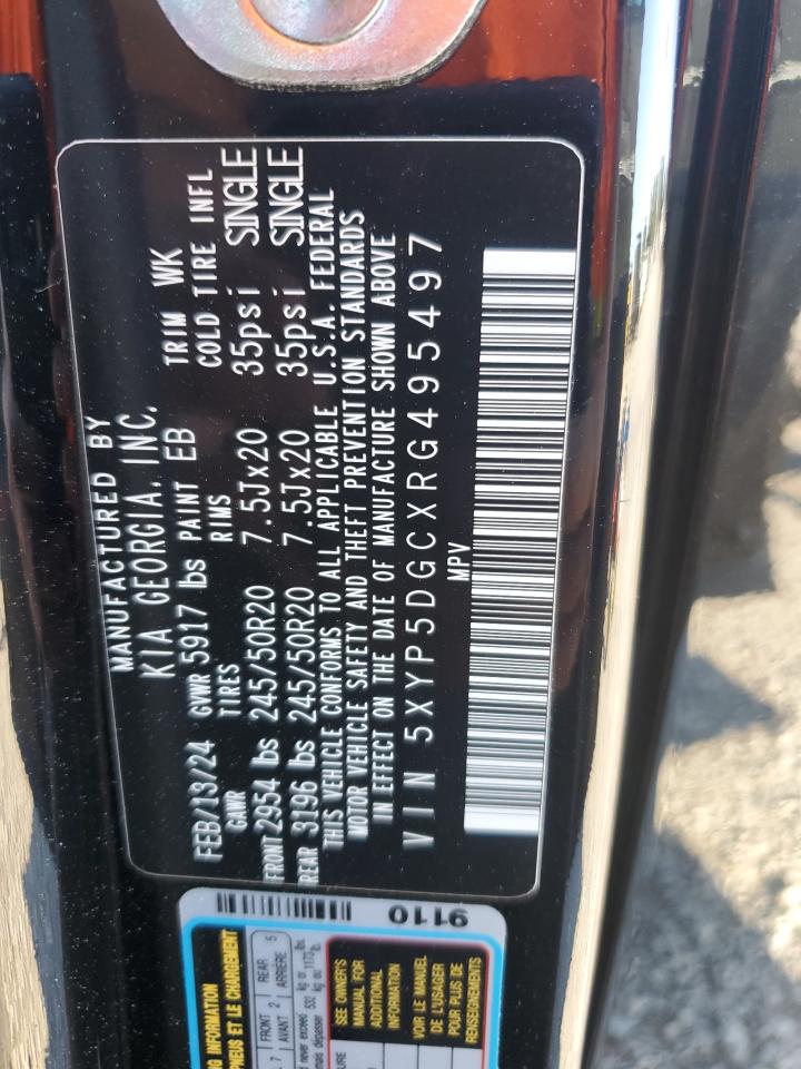 2024 Kia Telluride Sx VIN: 5XYP5DGCXRG495497 Lot: 80555405