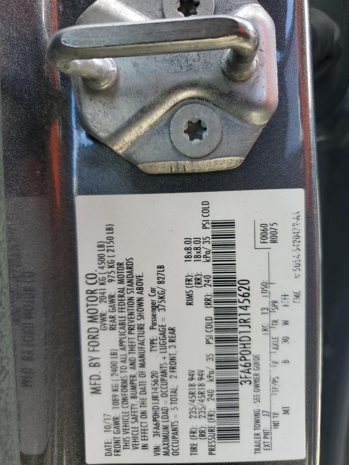 2018 Ford Fusion Se VIN: 3FA6P0HD1JR145620 Lot: 83976855