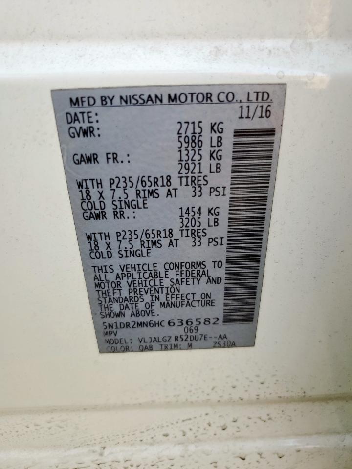2017 Nissan Pathfinder S VIN: 5N1DR2MN6HC636582 Lot: 80652015