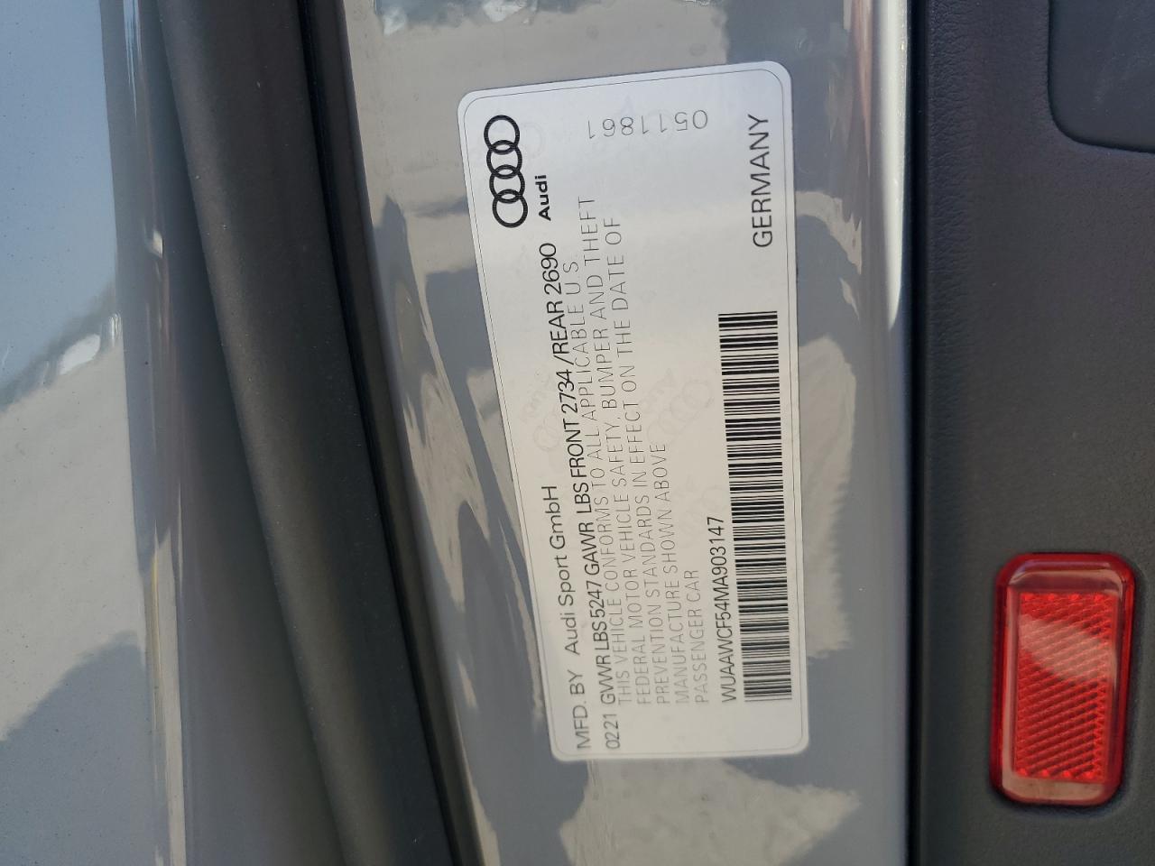 2021 Audi Rs5 VIN: WUAAWCF54MA903147 Lot: 71985845