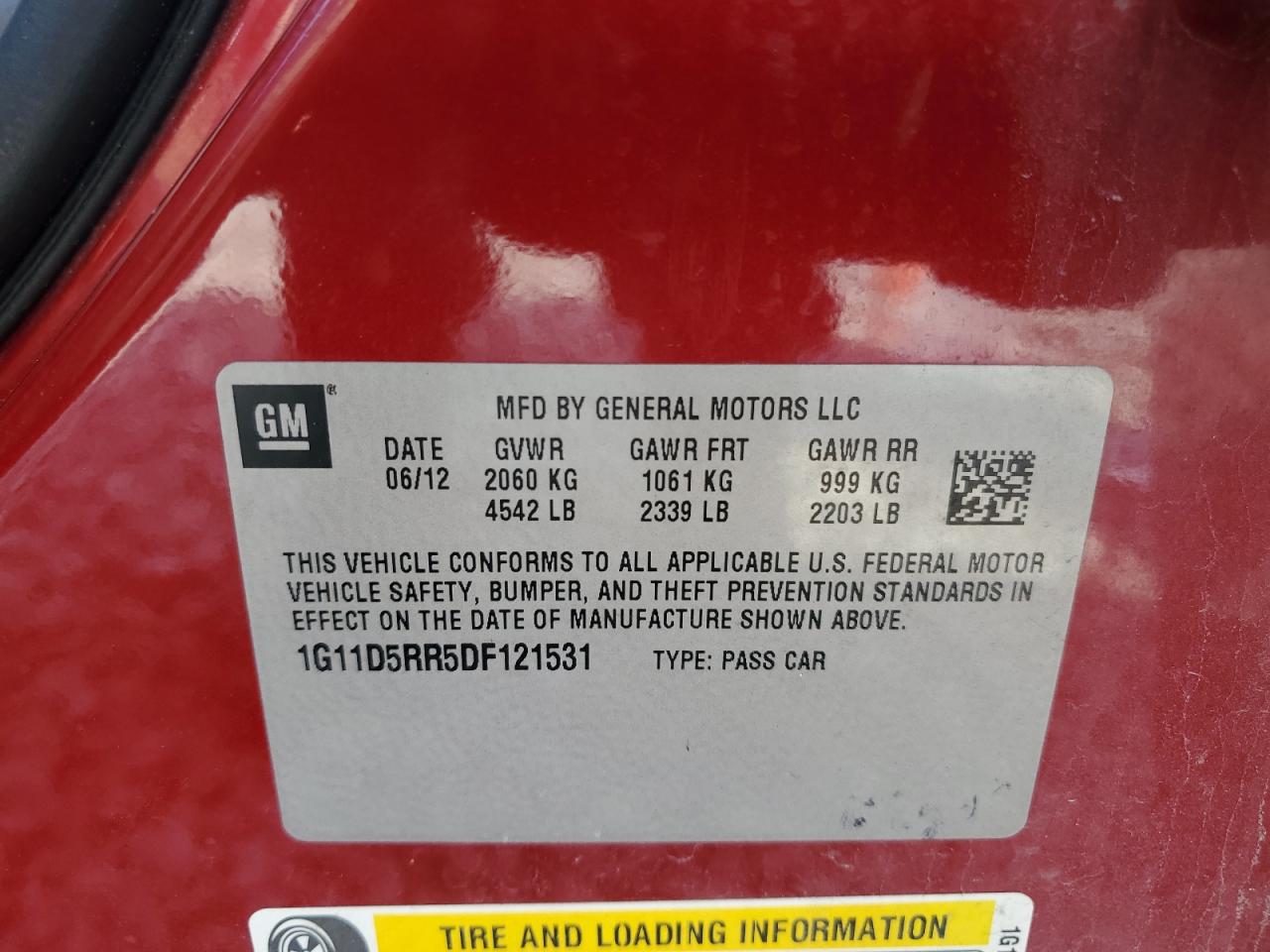 2013 Chevrolet Malibu 1Lt VIN: 1G11D5RR5DF121531 Lot: 71818035