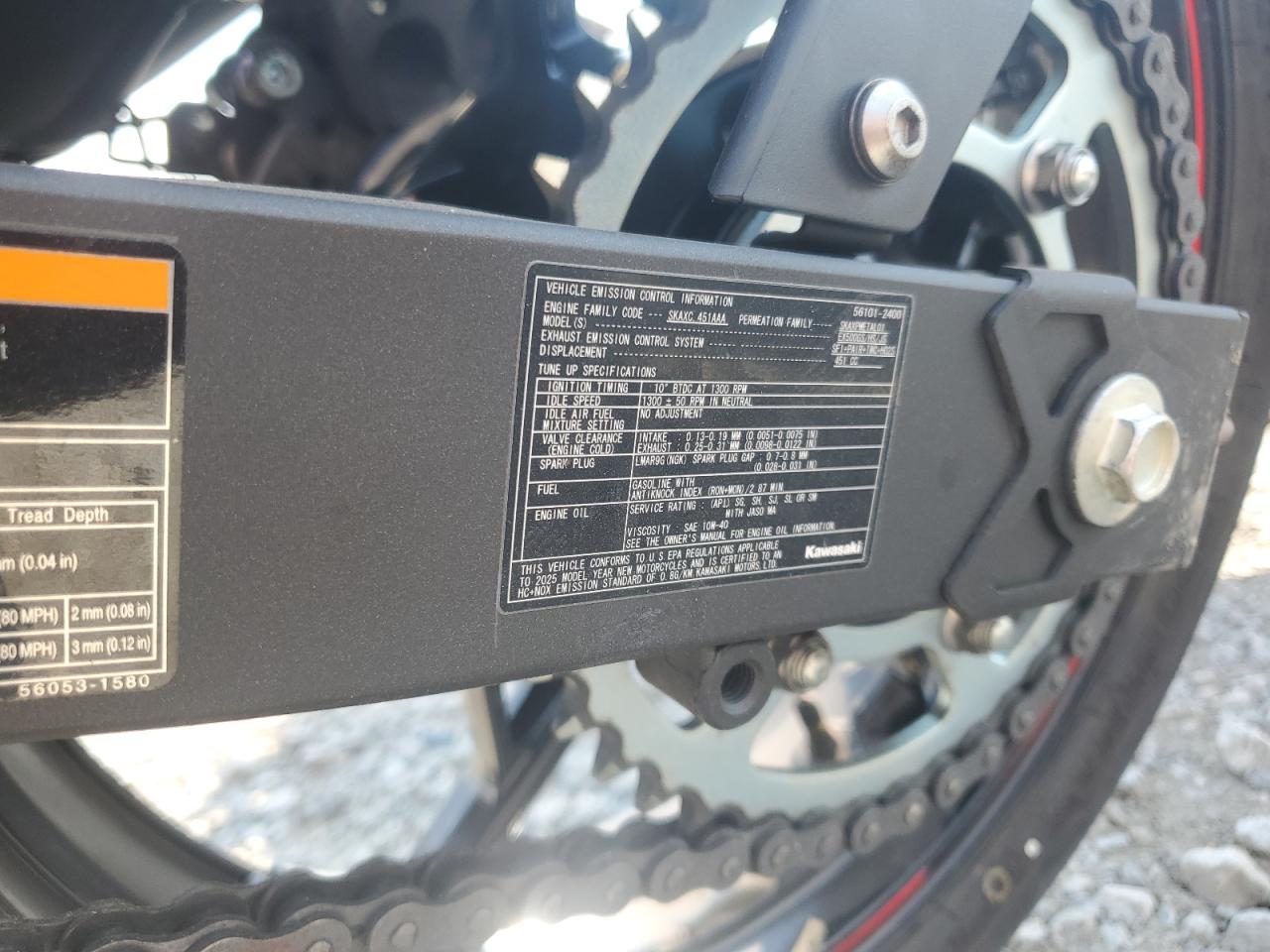 2025 Kawasaki Ex500 VIN: ML5EXGG19SDA66080 Lot: 80537905