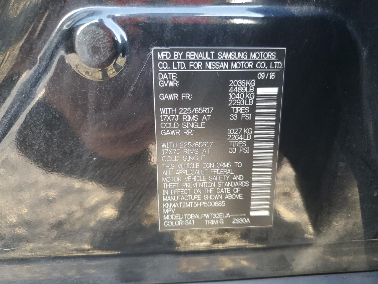 2017 Nissan Rogue S VIN: KNMAT2MT5HP500685 Lot: 81795055