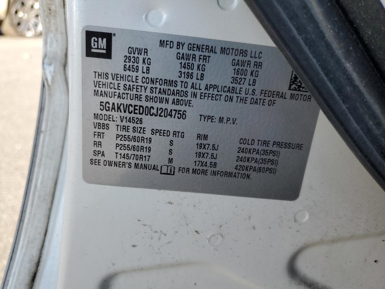 2012 Buick Enclave VIN: 5GAKVCED0CJ204756 Lot: 84288235