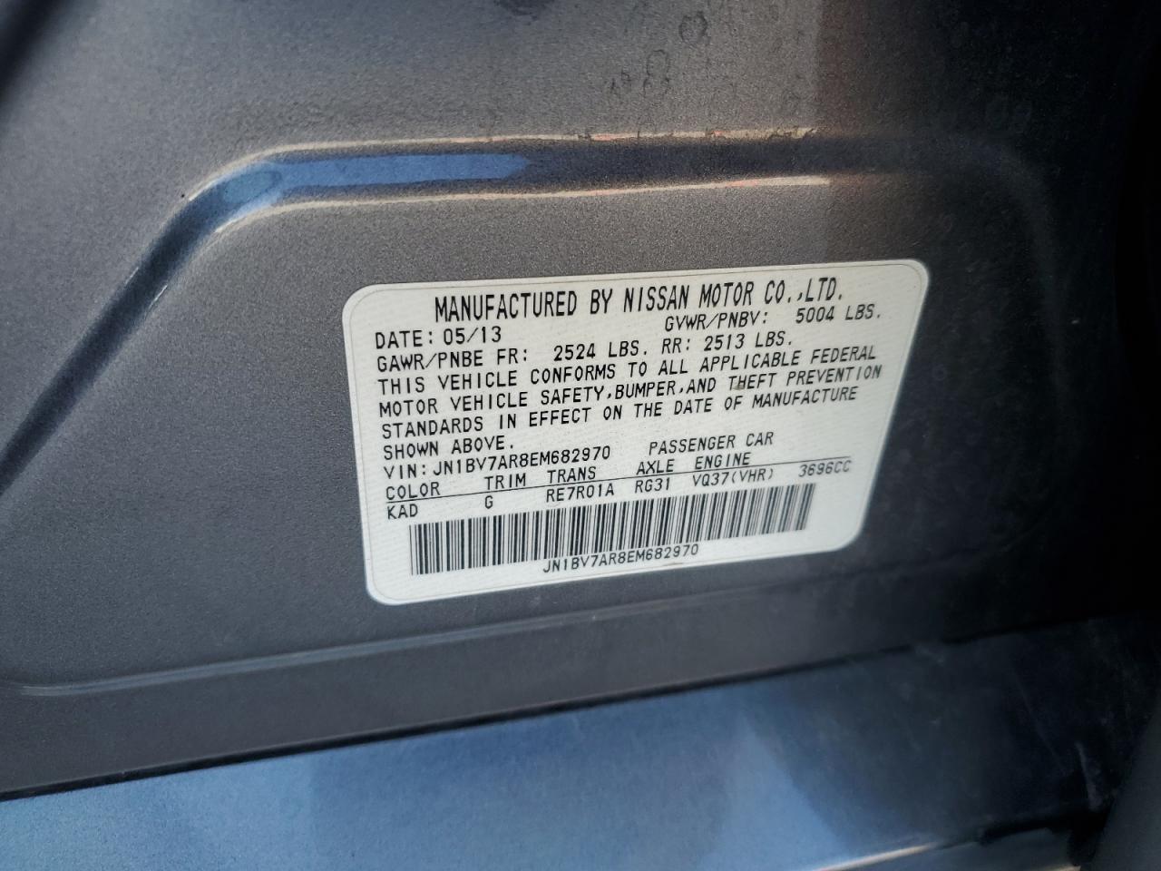 2014 Infiniti Q50 Base VIN: JN1BV7AR8EM682970 Lot: 81218585