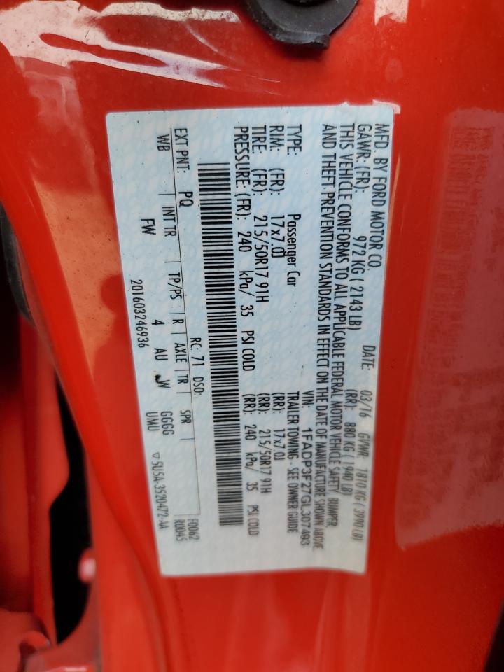 2016 Ford Focus Se VIN: 1FADP3F27GL307493 Lot: 80906655