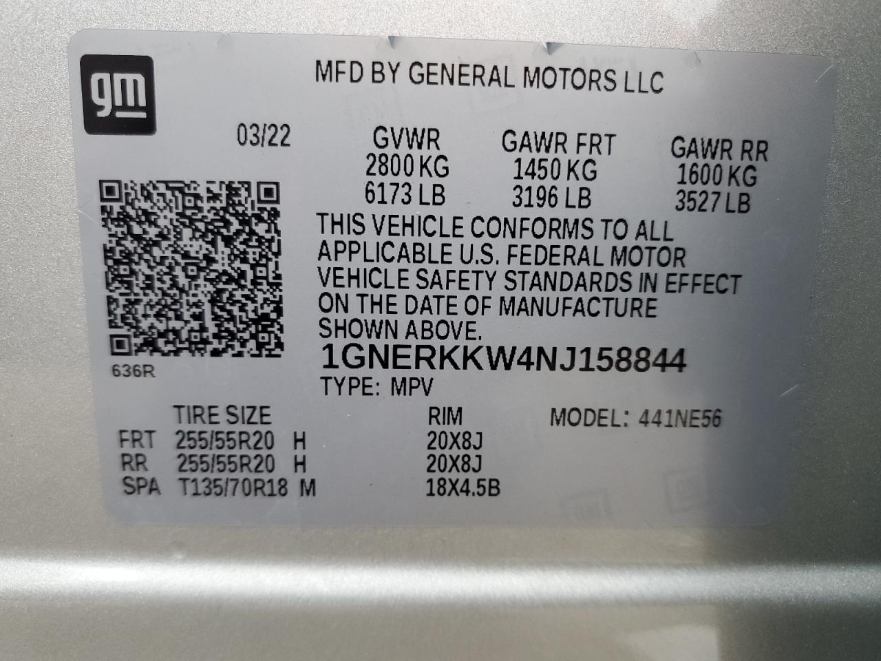 2022 Chevrolet Traverse Premier VIN: 1GNERKKW4NJ158844 Lot: 80868525