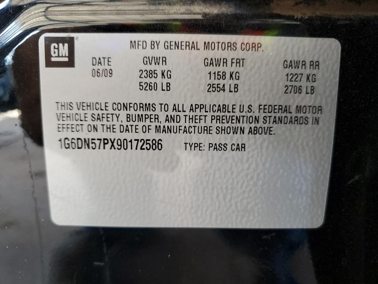 2009 Cadillac Cts-V VIN: 1G6DN57PX90172586 Lot: 80574495