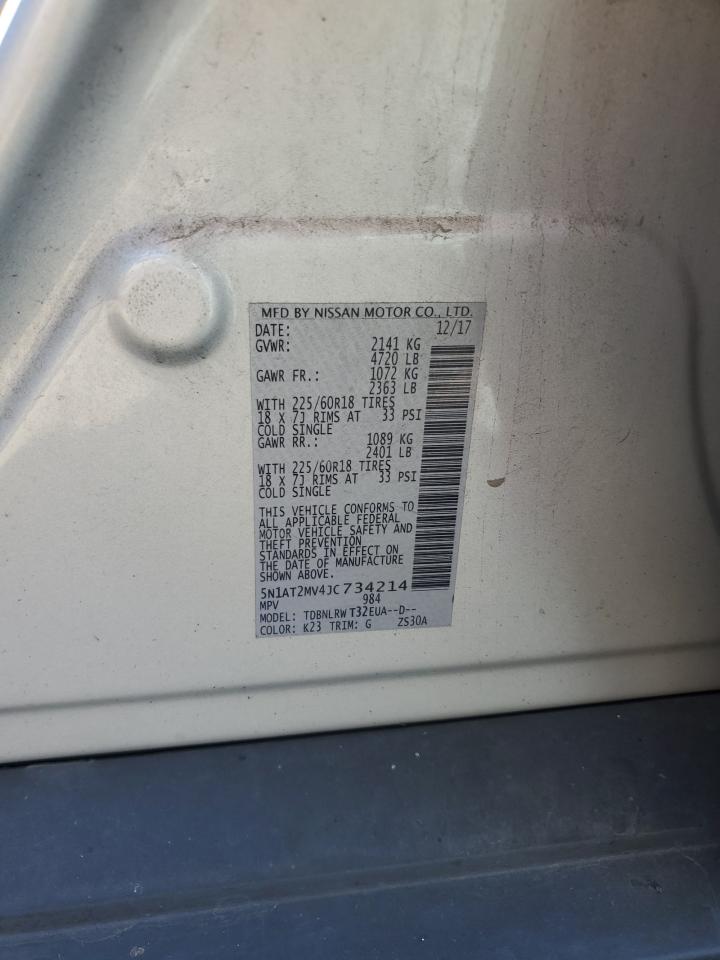 2018 Nissan Rogue S VIN: 5N1AT2MV4JC734214 Lot: 82029465