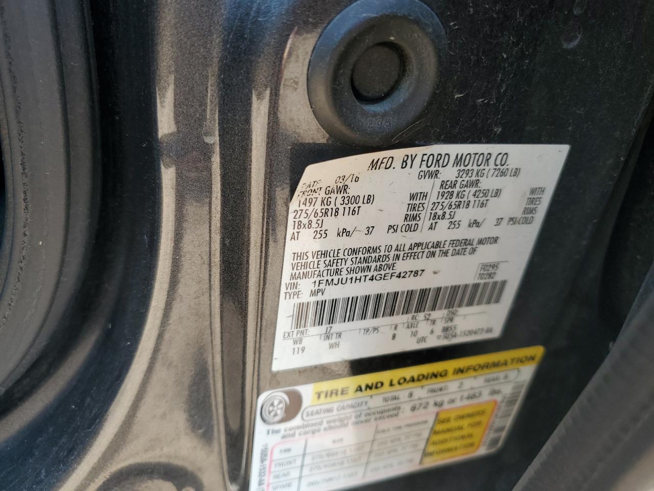 2016 Ford Expedition Xlt VIN: 1FMJU1HT4GEF42787 Lot: 81611535