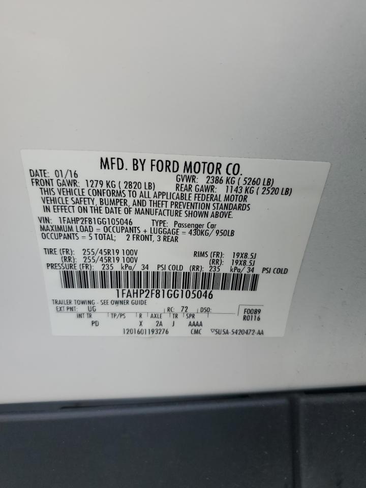 2016 Ford Taurus Limited VIN: 1FAHP2F81GG105046 Lot: 81388525