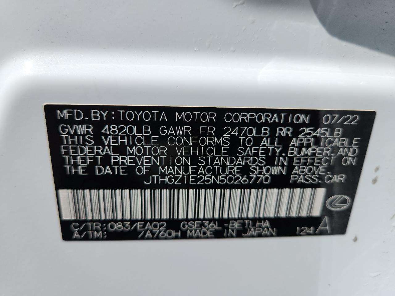 2022 Lexus Is 350 F Sport VIN: JTHGZ1E25N5026770 Lot: 80517615