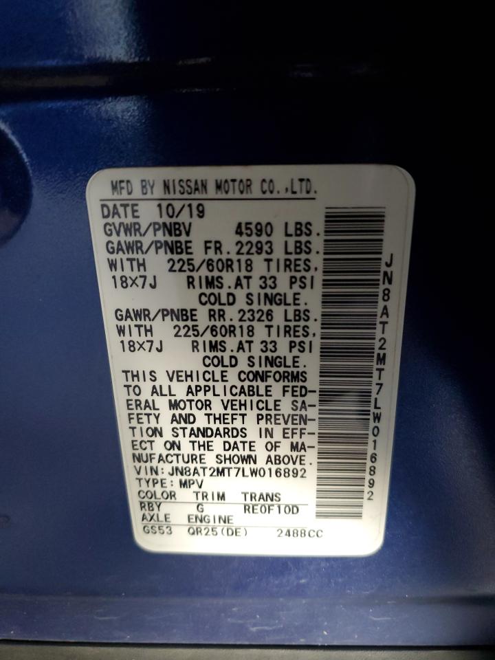 2020 Nissan Rogue S VIN: JN8AT2MT7LW016892 Lot: 81051085