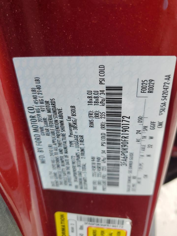 2015 Ford Fusion Titanium VIN: 3FA6P0K90FR190172 Lot: 81793965