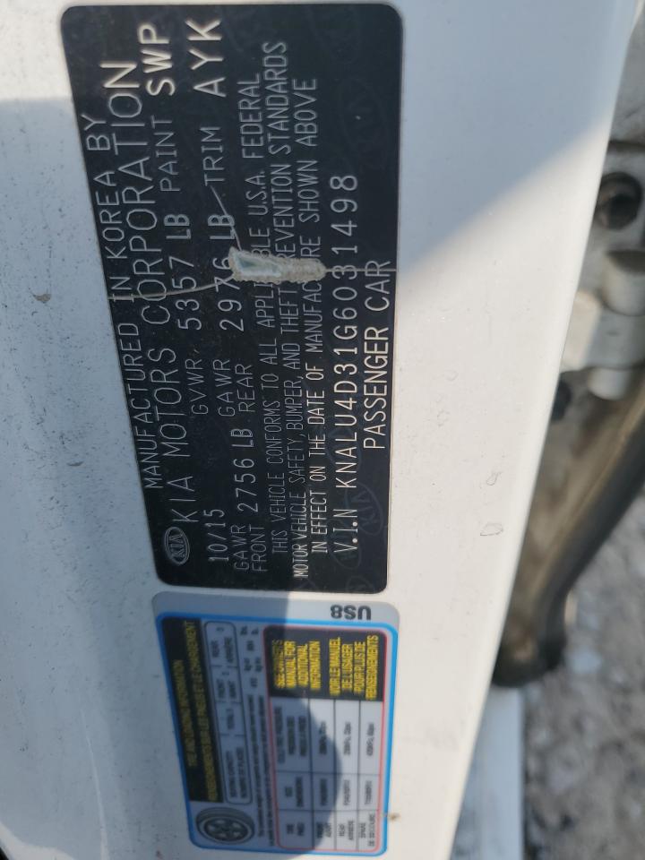 2016 Kia K900 VIN: KNALU4D31G6031498 Lot: 80117405