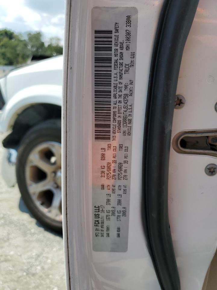 2018 Ram 1500 Laramie VIN: 1C6RR6VT4JS143758 Lot: 81325315