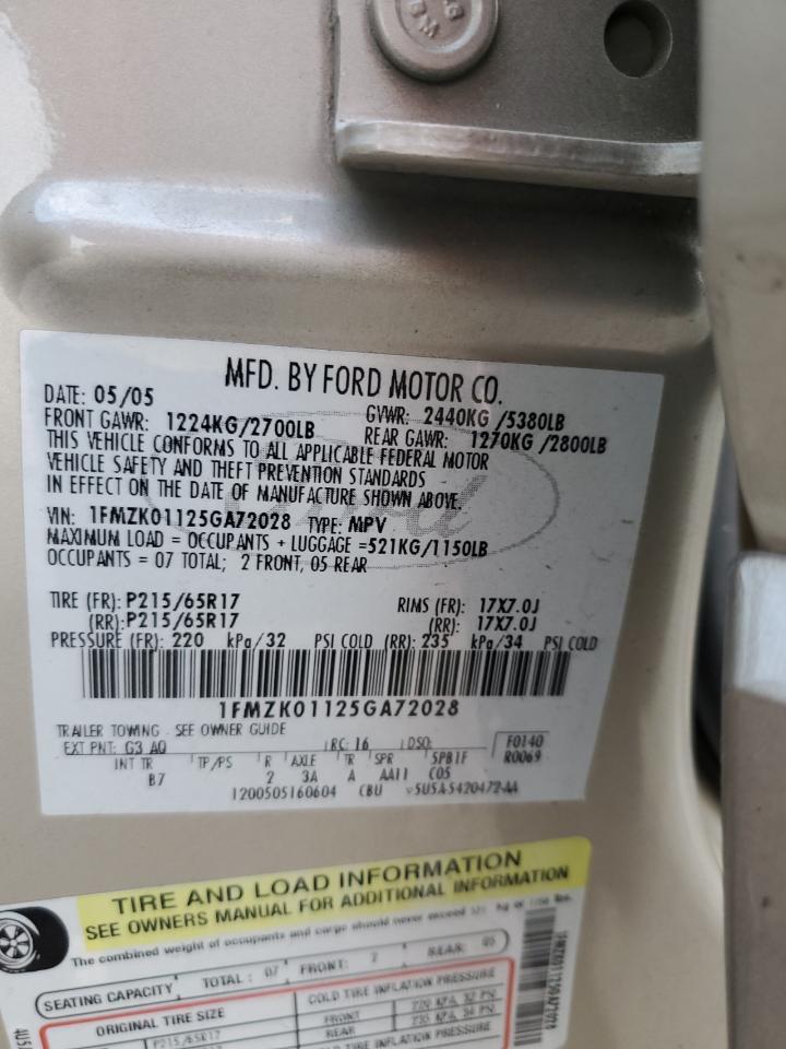 2005 Ford Freestyle Se VIN: 1FMZK01125GA72028 Lot: 80939055