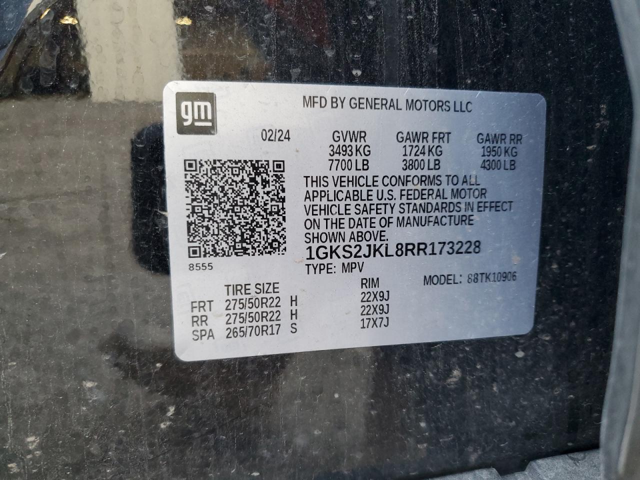 2024 GMC Yukon Xl Denali VIN: 1GKS2JKL8RR173228 Lot: 80871315