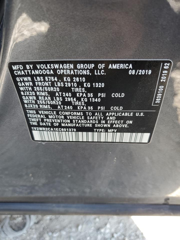 2019 Volkswagen Atlas Se VIN: 1V2WR2CA1KC601370 Lot: 80102145